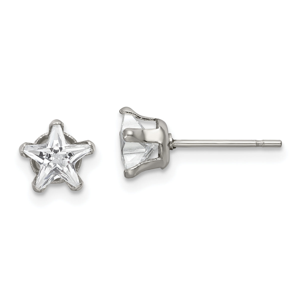 Chisel Stainless Steel Polished 6mm Star CZ Stud Post Earrings