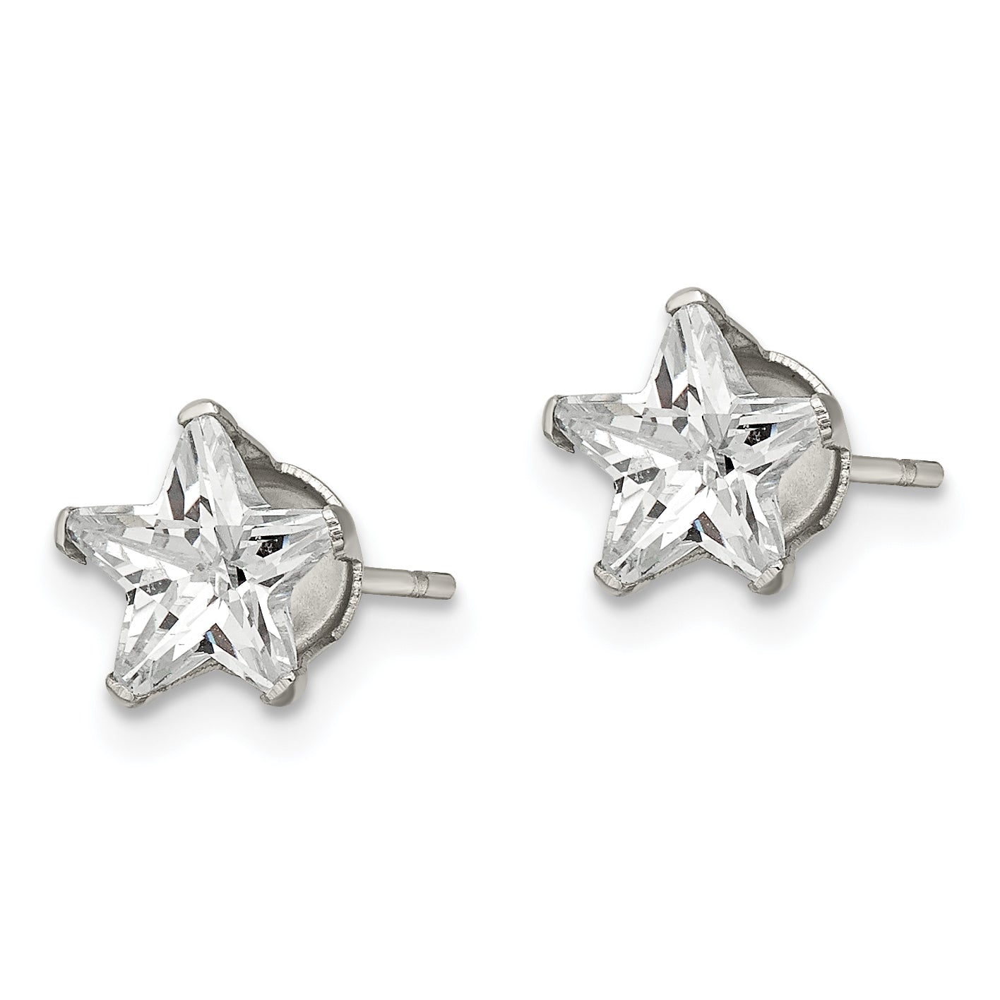 Chisel Stainless Steel Polished 7mm Star CZ Stud Post Earrings