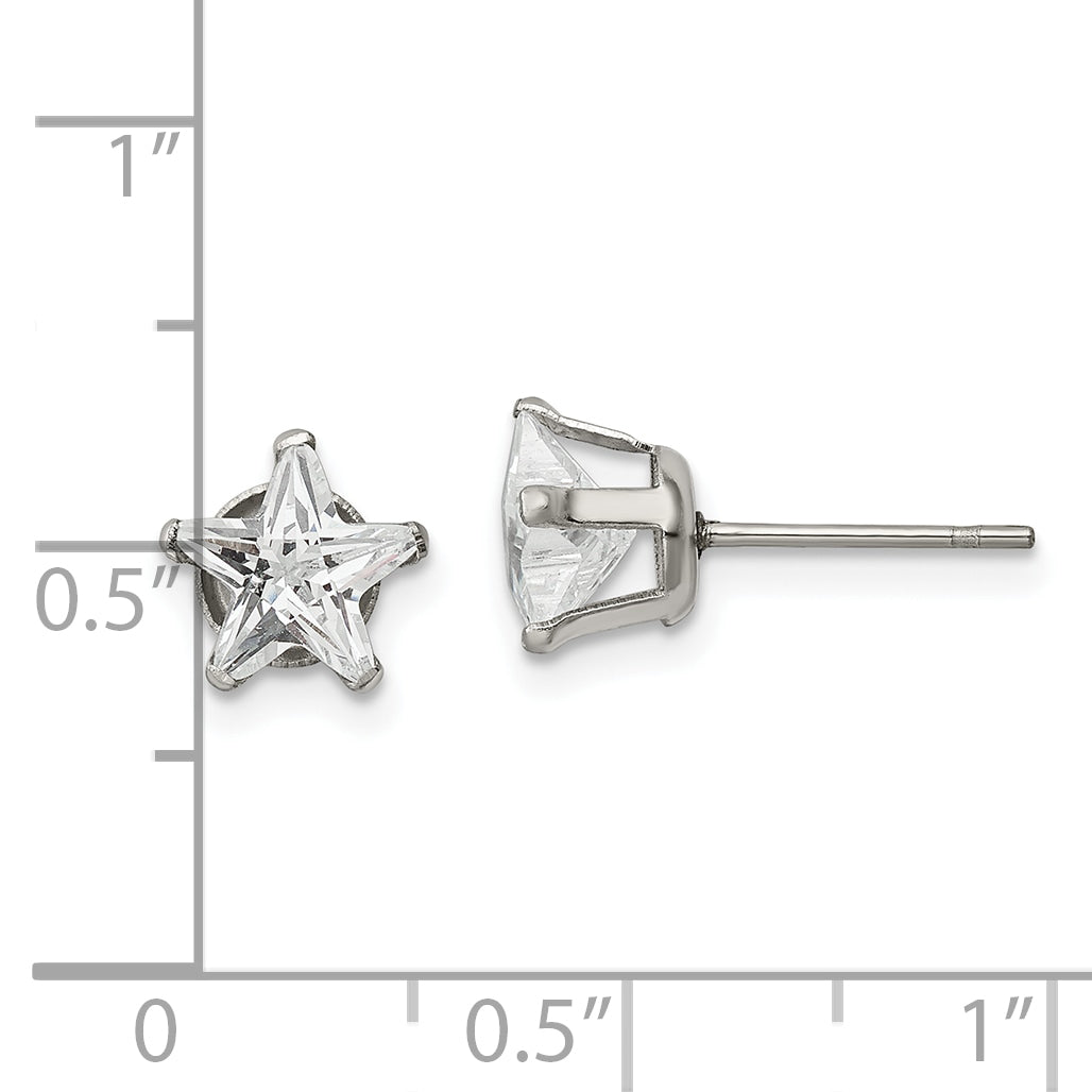 Chisel Stainless Steel Polished 7mm Star CZ Stud Post Earrings