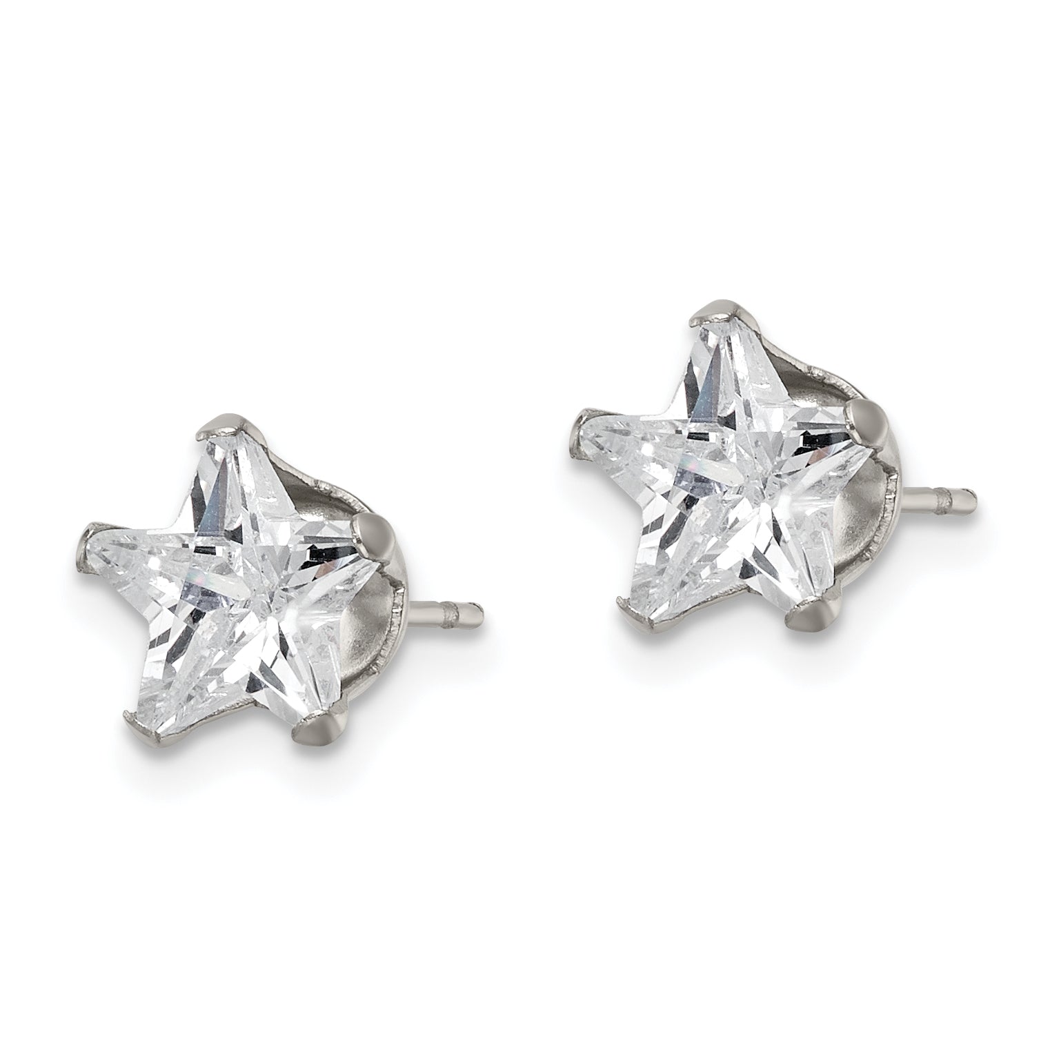 Chisel Stainless Steel Polished 8mm Star CZ Stud Post Earrings