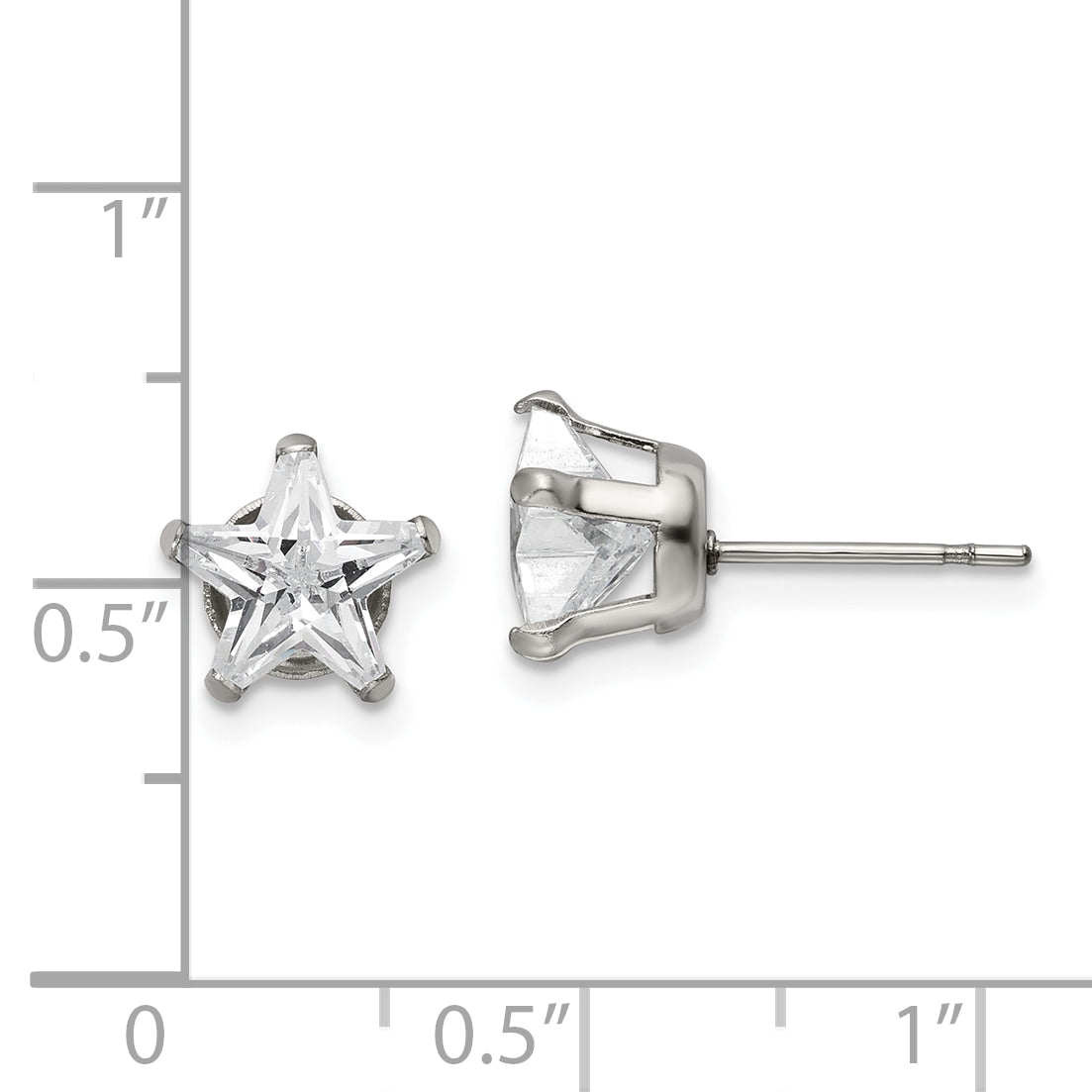 Chisel Stainless Steel Polished 8mm Star CZ Stud Post Earrings