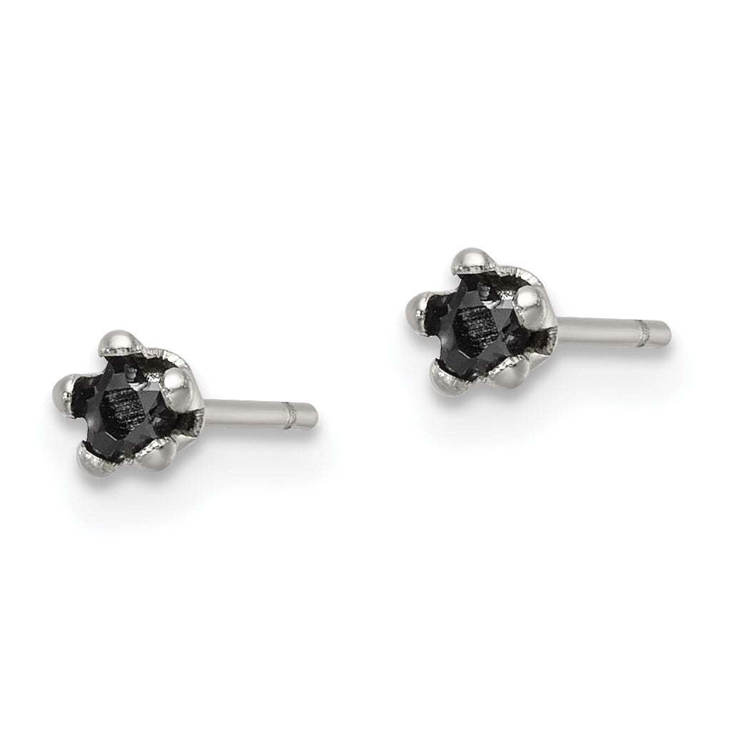 Chisel Stainless Steel Polished 3mm Black Star CZ Stud Post Earrings