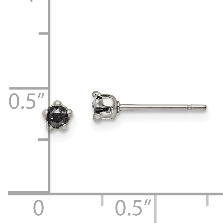 Chisel Stainless Steel Polished 3mm Black Star CZ Stud Post Earrings