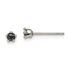 Chisel Stainless Steel Polished 3mm Black Star CZ Stud Post Earrings