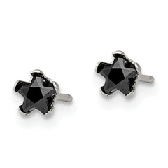 Chisel Stainless Steel Polished 4mm Black Star CZ Stud Post Earrings