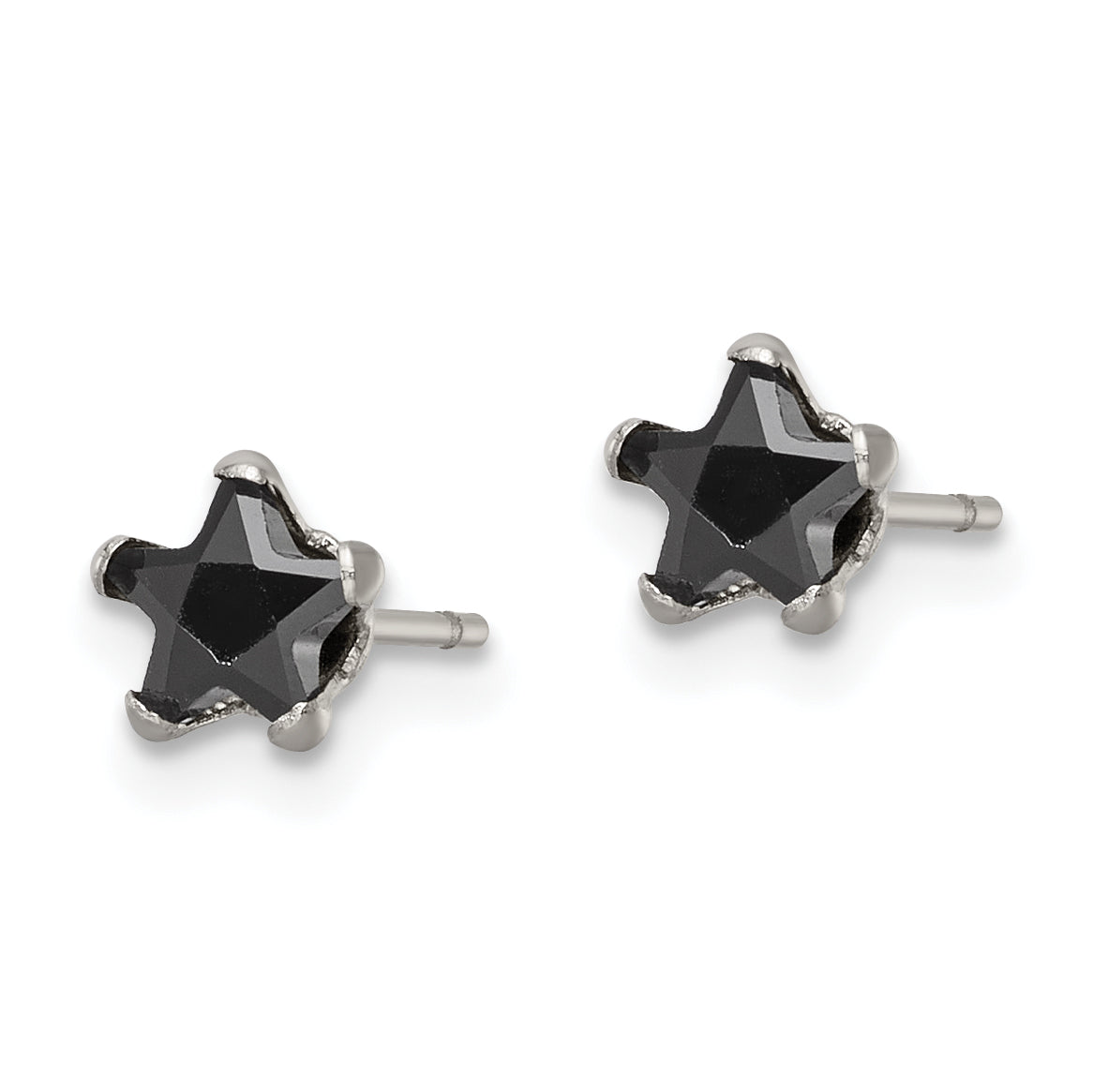 Chisel Stainless Steel Polished 5mm Black Star CZ Stud Post Earrings