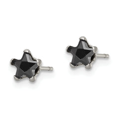 Chisel Stainless Steel Polished 5mm Black Star CZ Stud Post Earrings