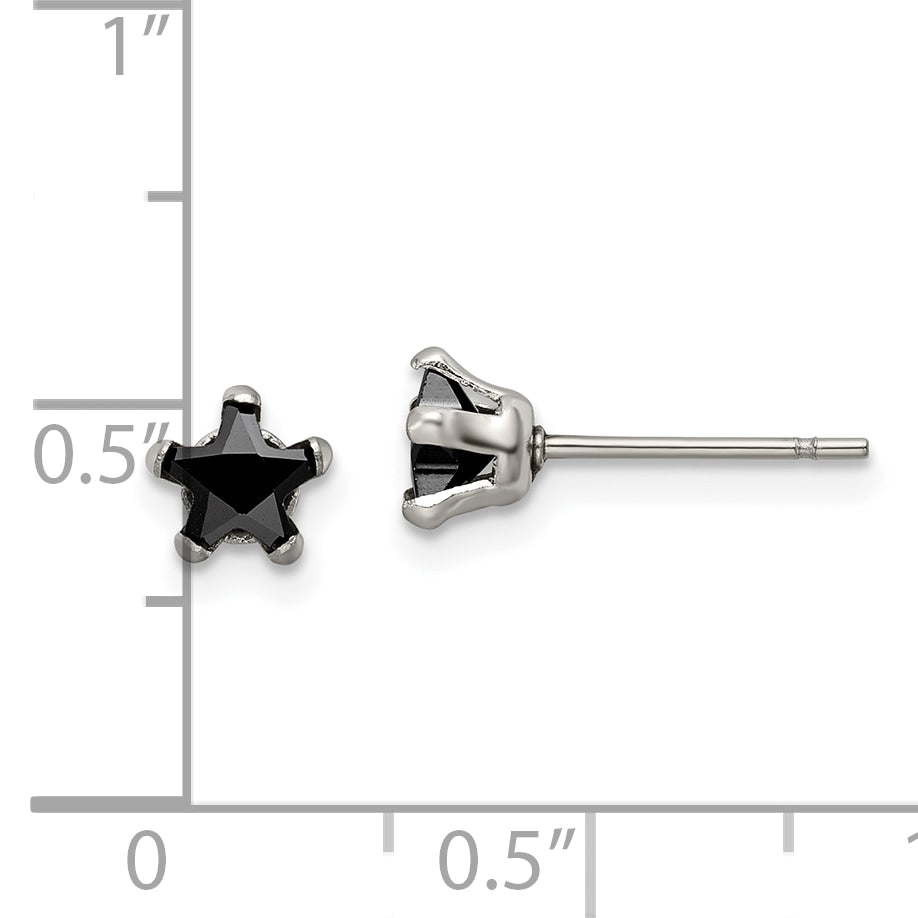 Chisel Stainless Steel Polished 5mm Black Star CZ Stud Post Earrings