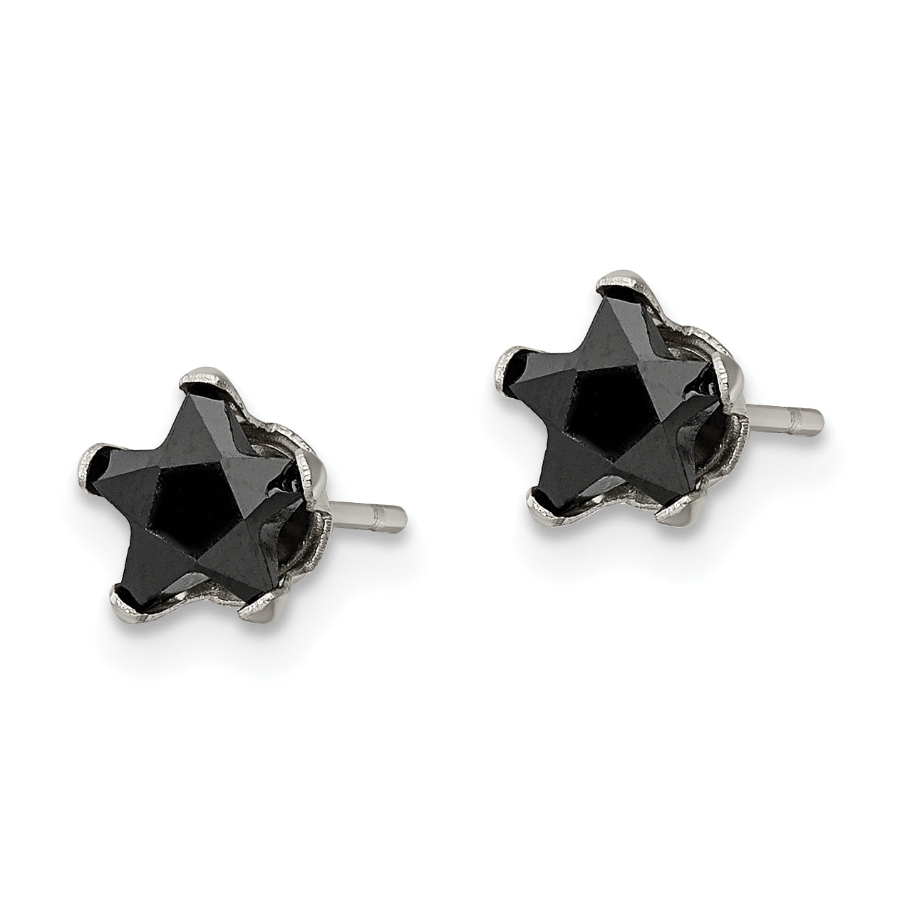 Chisel Stainless Steel Polished 6mm Black Star CZ Stud Post Earrings