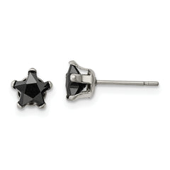 Chisel Stainless Steel Polished 6mm Black Star CZ Stud Post Earrings