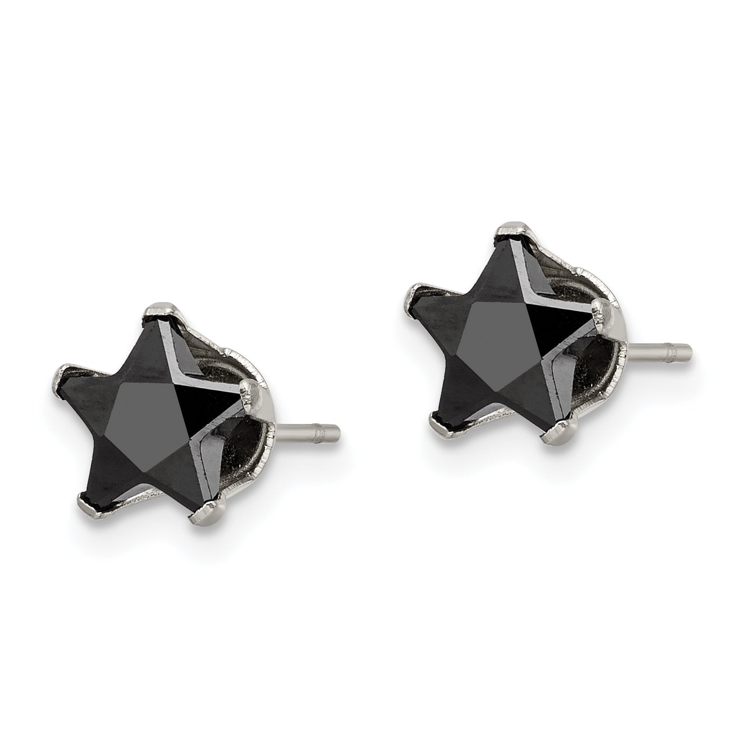 Chisel Stainless Steel Polished 7mm Black Star CZ Stud Post Earrings