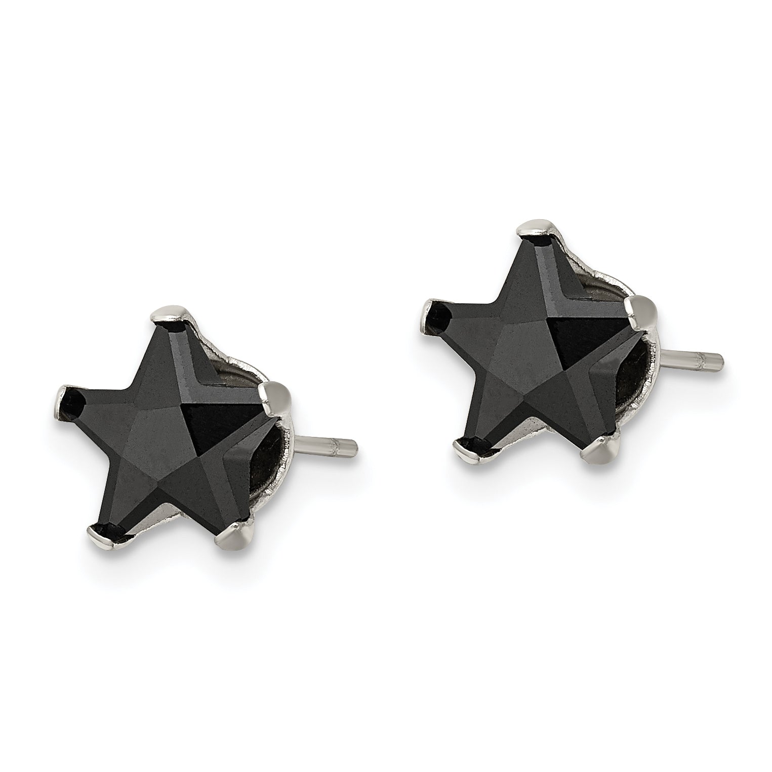 Chisel Stainless Steel Polished 8mm Black Star CZ Stud Post Earrings