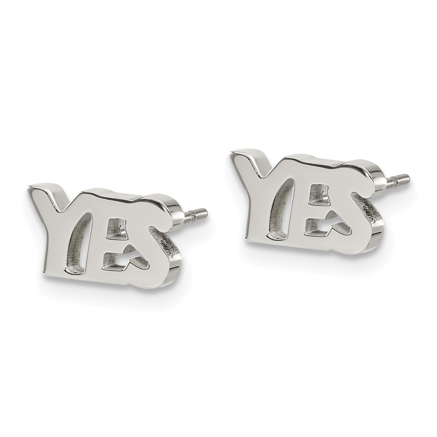 Stainless Steel Polished YES Post Earrings