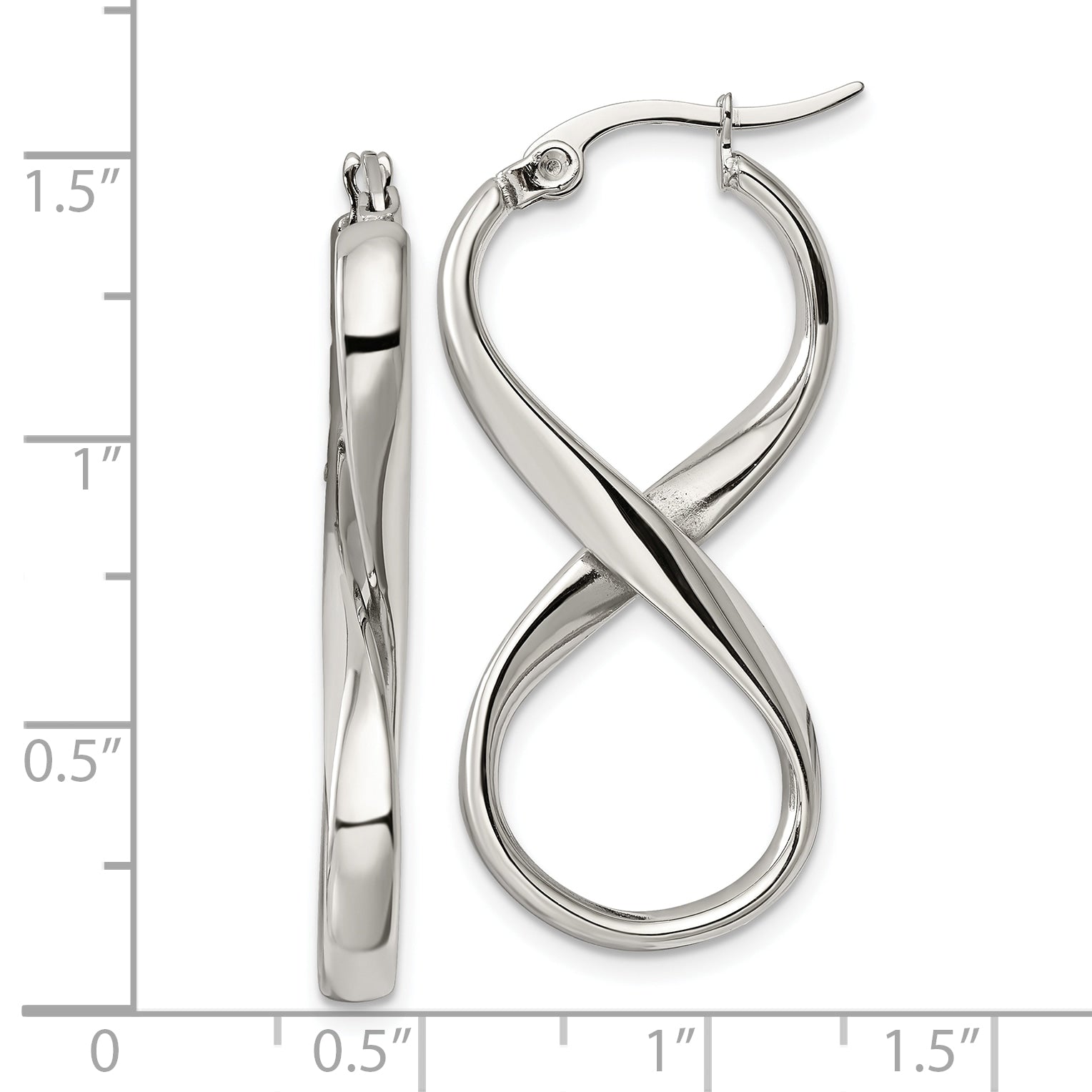 Chisel Stainless Steel Polished Infinity Symbol Twist Hoop Earrings