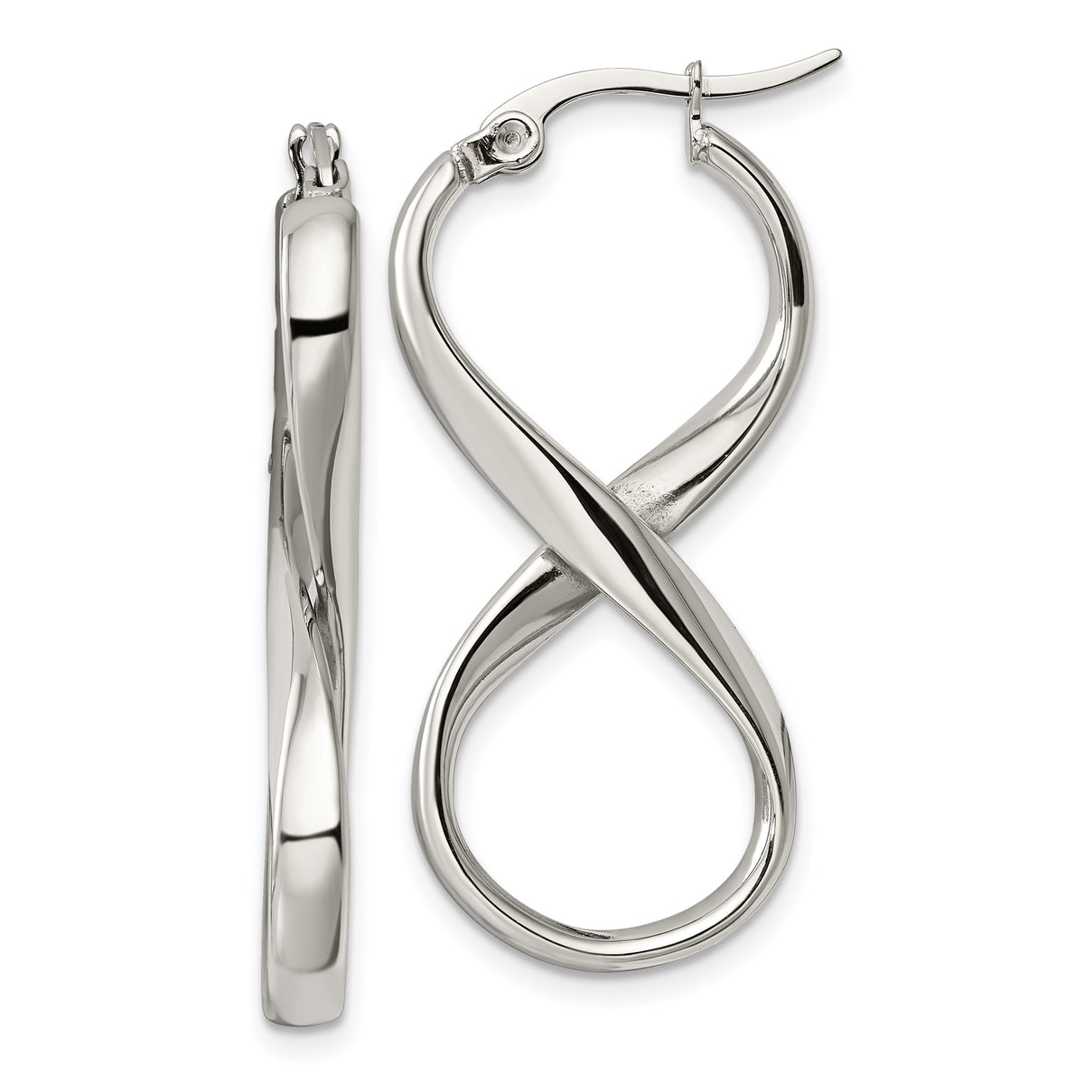 Chisel Stainless Steel Polished Infinity Symbol Twist Hoop Earrings