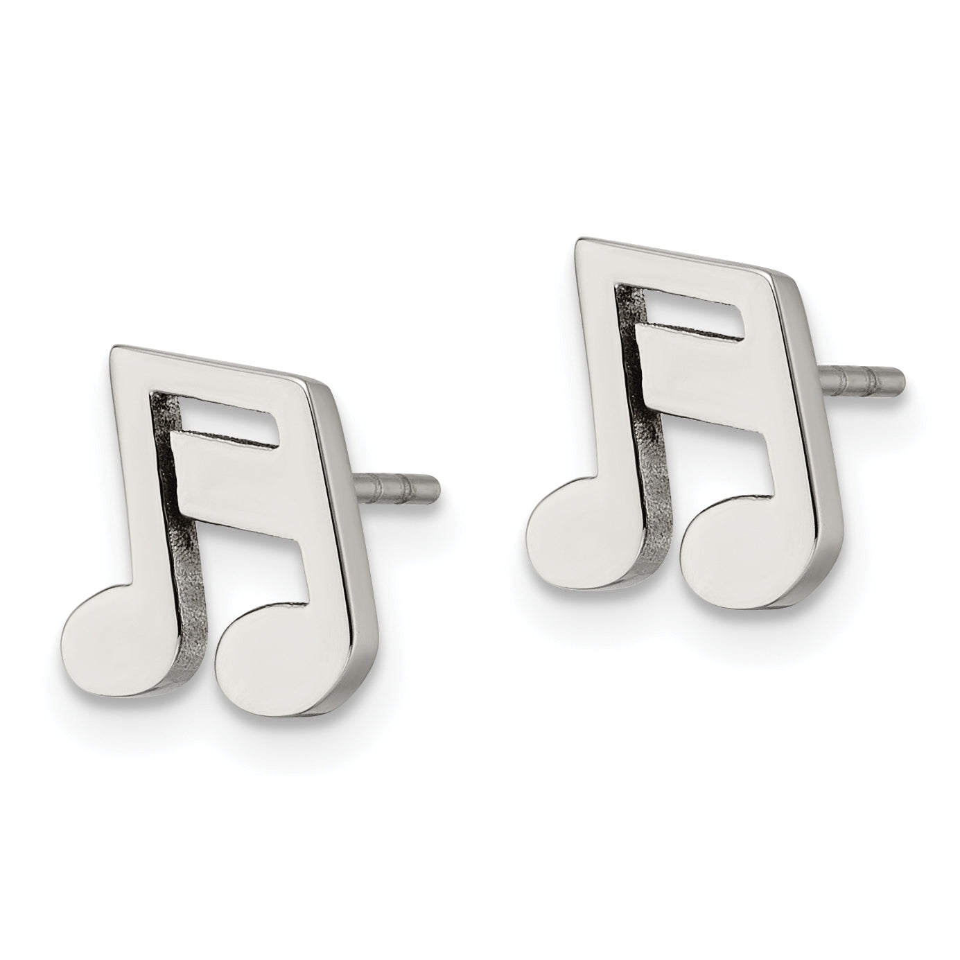 Chisel Stainless Steel Polished Music Note Post Earrings