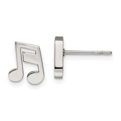 Chisel Stainless Steel Polished Music Note Post Earrings