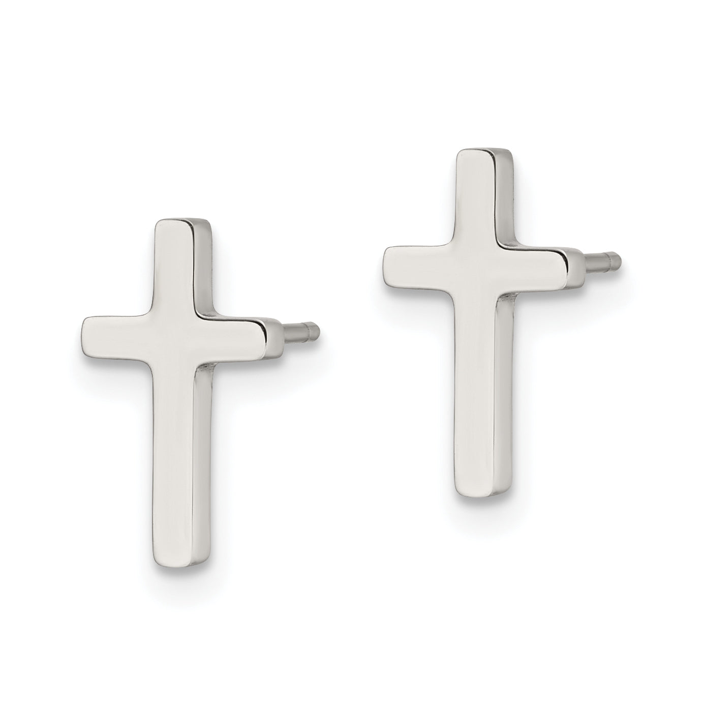 Chisel Stainless Steel Polished Cross Post Earrings