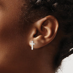 Chisel Stainless Steel Polished Cross Post Earrings