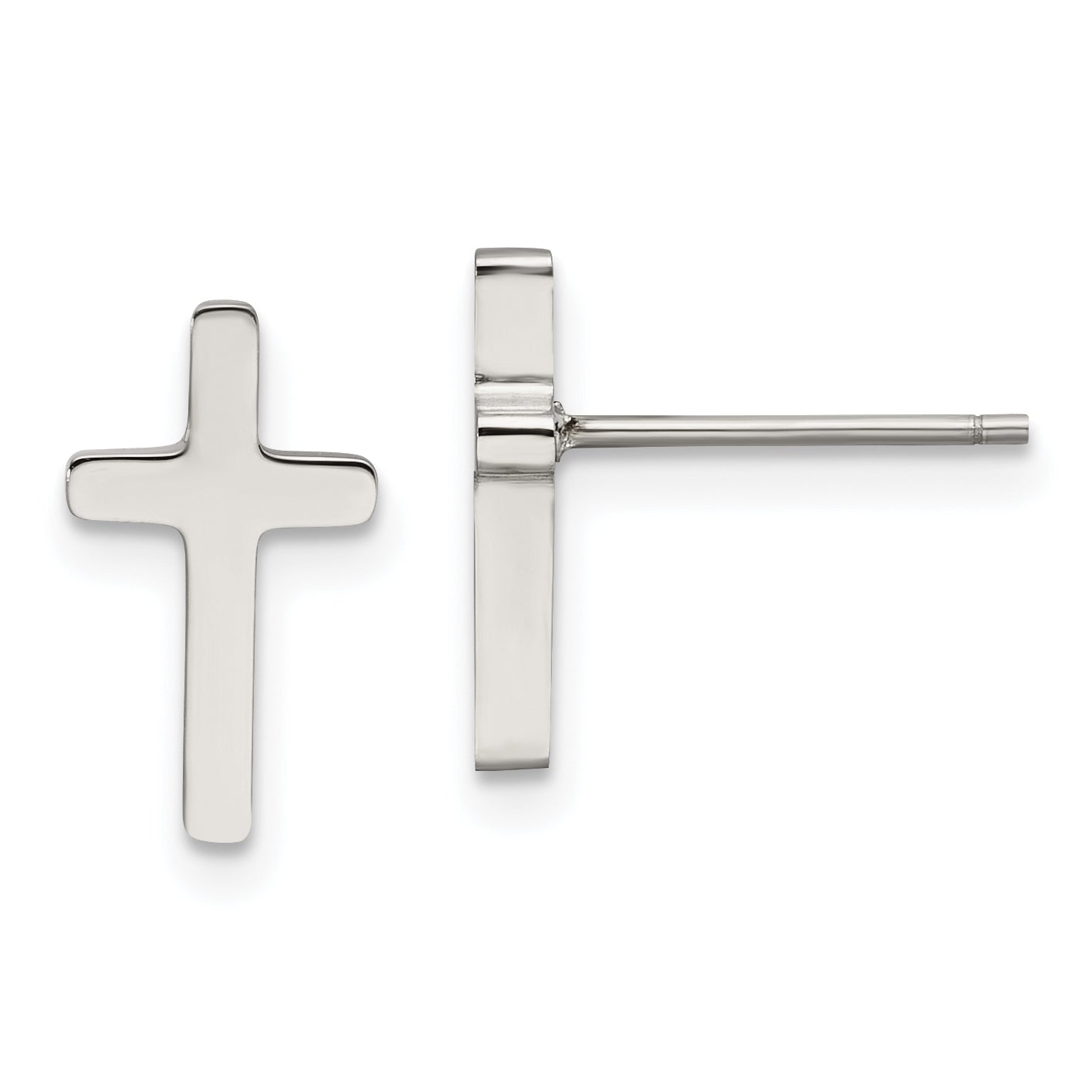 Chisel Stainless Steel Polished Cross Post Earrings