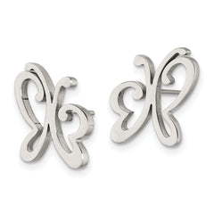 Chisel Stainless Steel Polished Butterfly Post Earrings