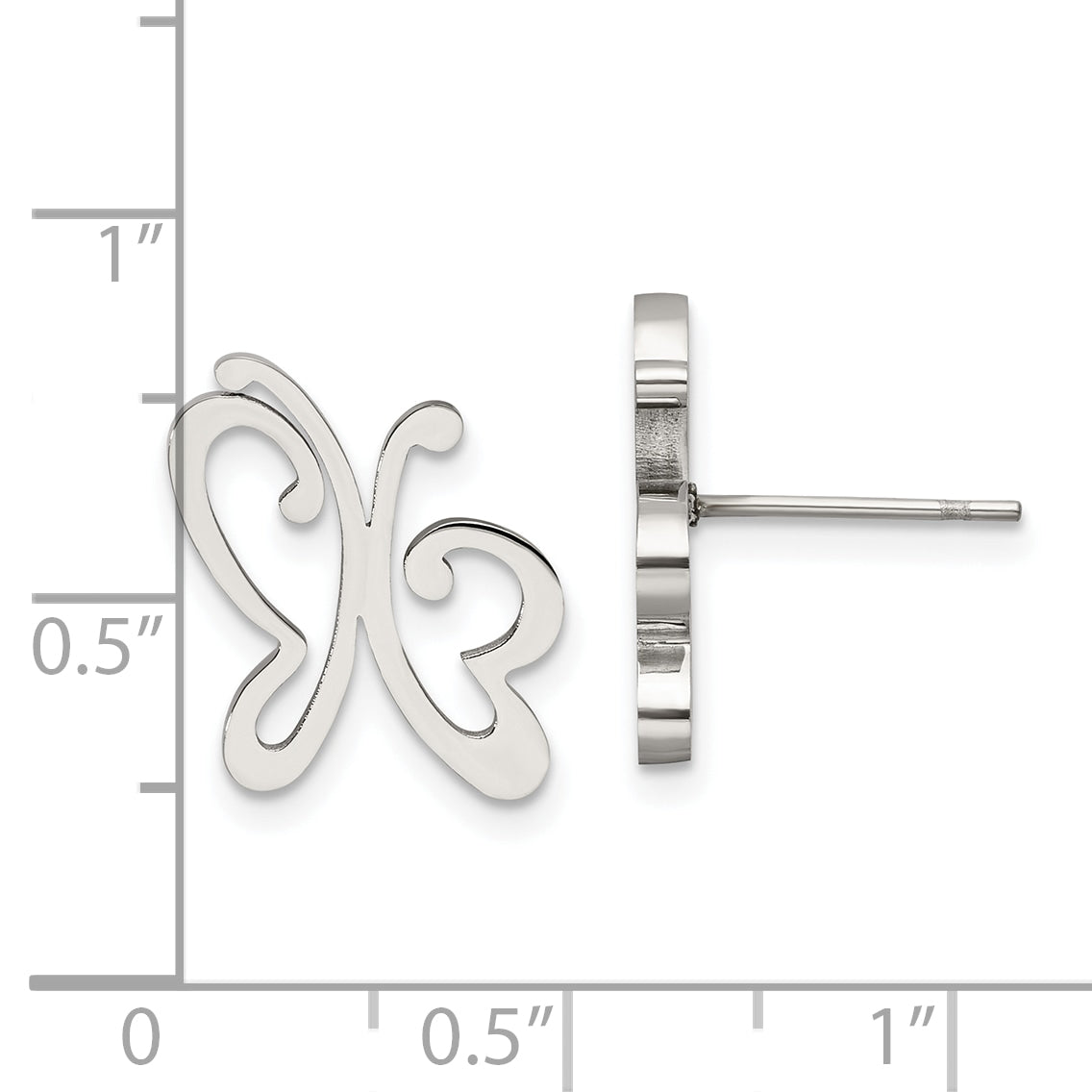 Chisel Stainless Steel Polished Butterfly Post Earrings