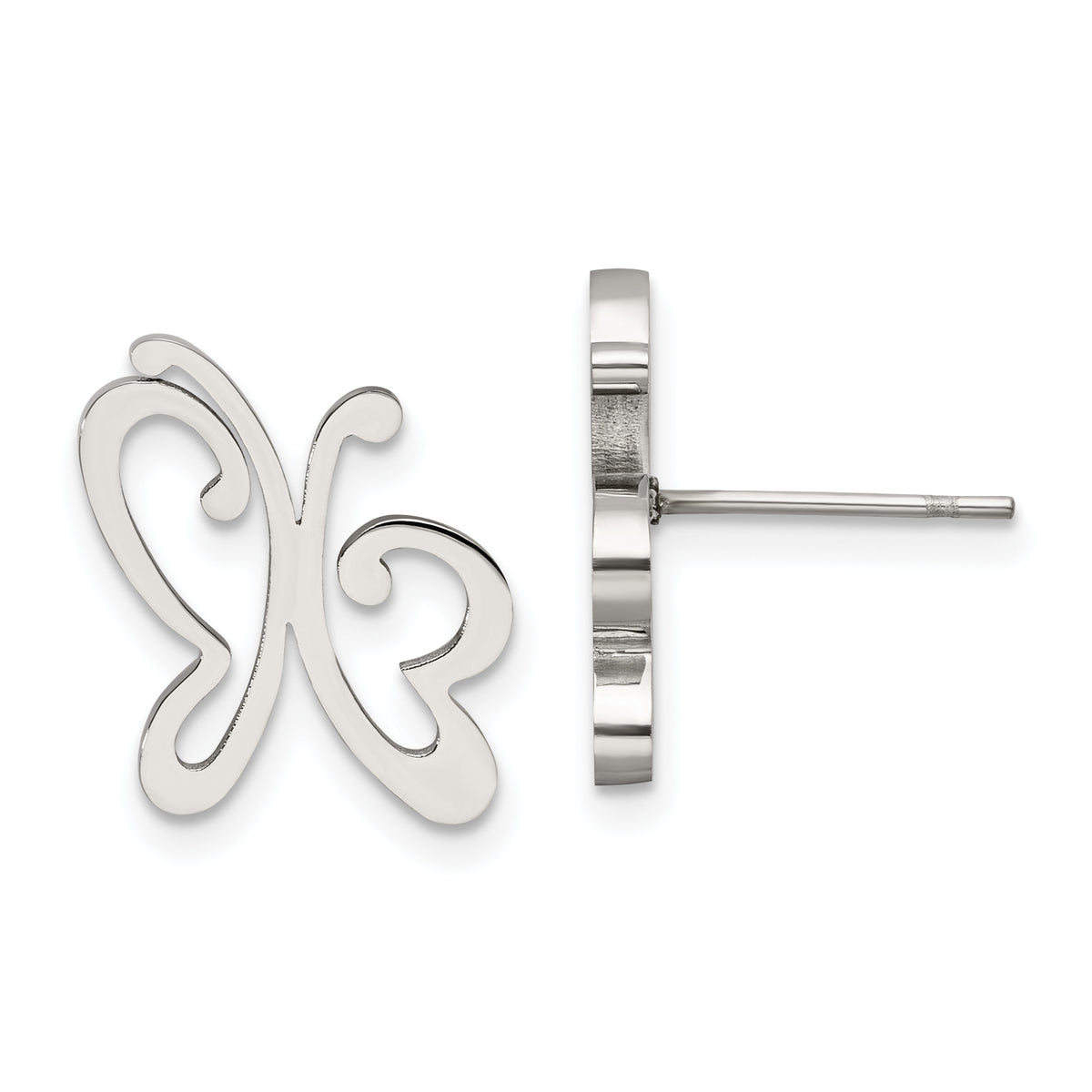 Chisel Stainless Steel Polished Butterfly Post Earrings