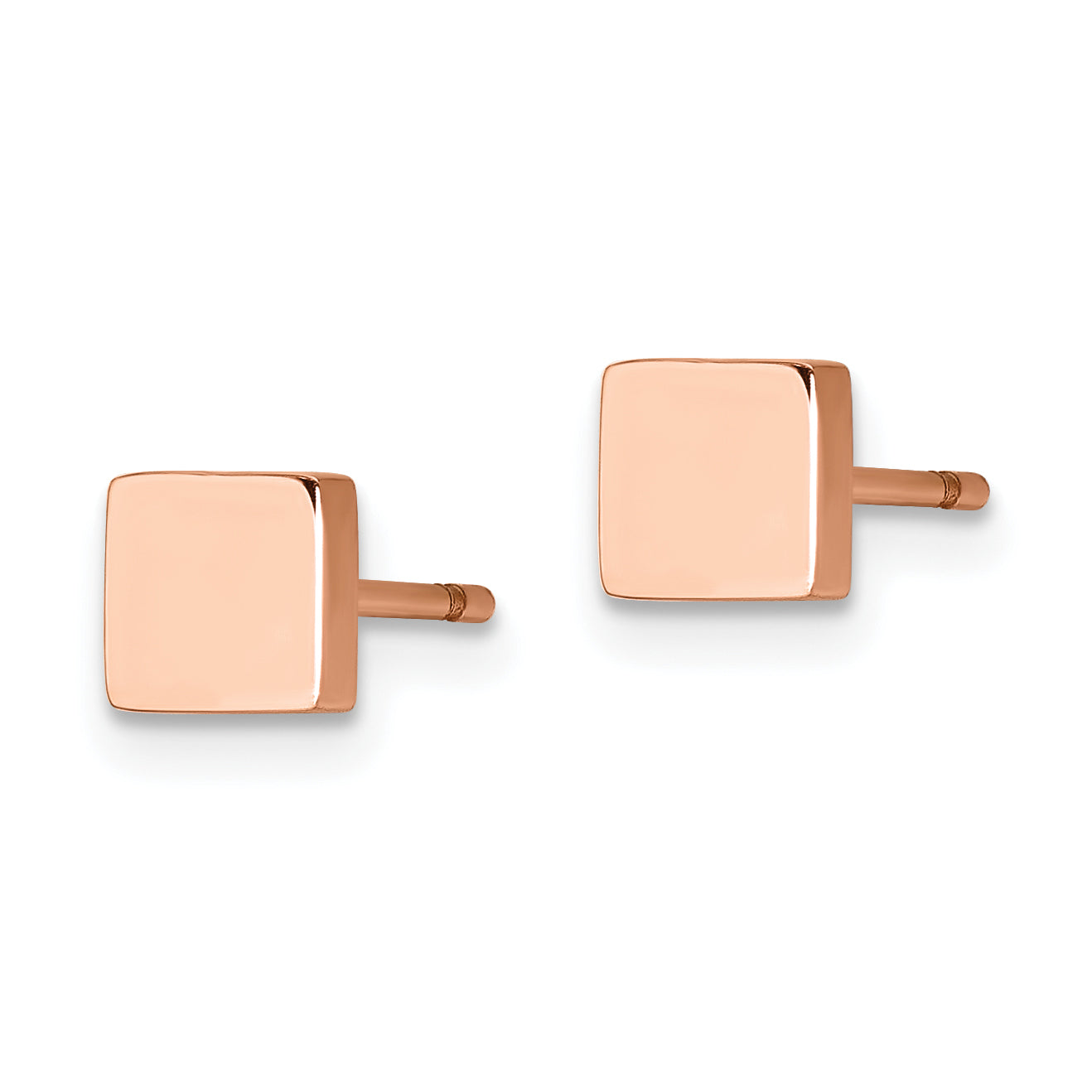 Chisel Stainless Steel Polished Rose IP-plated Square Post Earrings