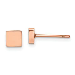 Chisel Stainless Steel Polished Rose IP-plated Square Post Earrings