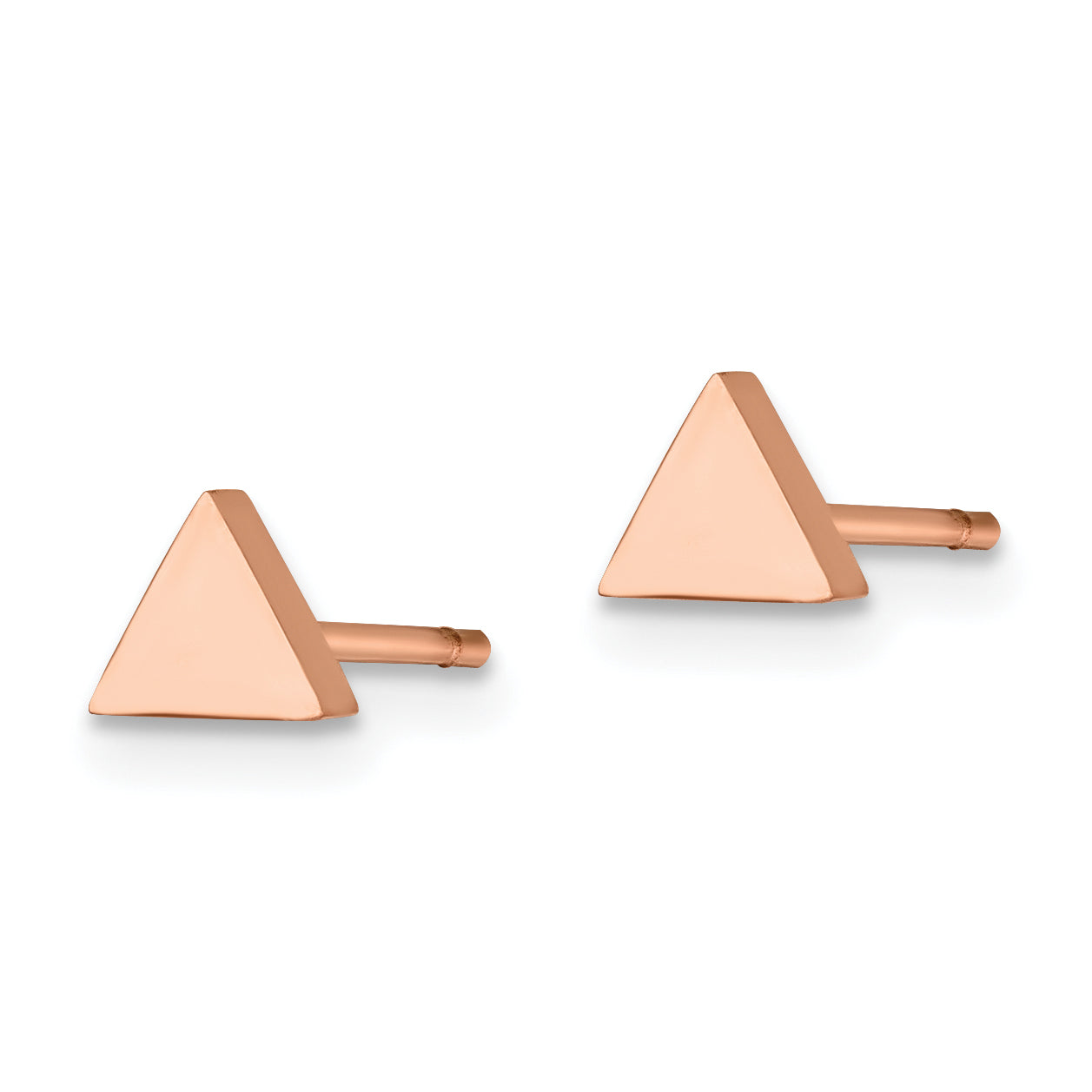 Chisel Stainless Steel Polished Rose IP-plated Triangle Post Earrings