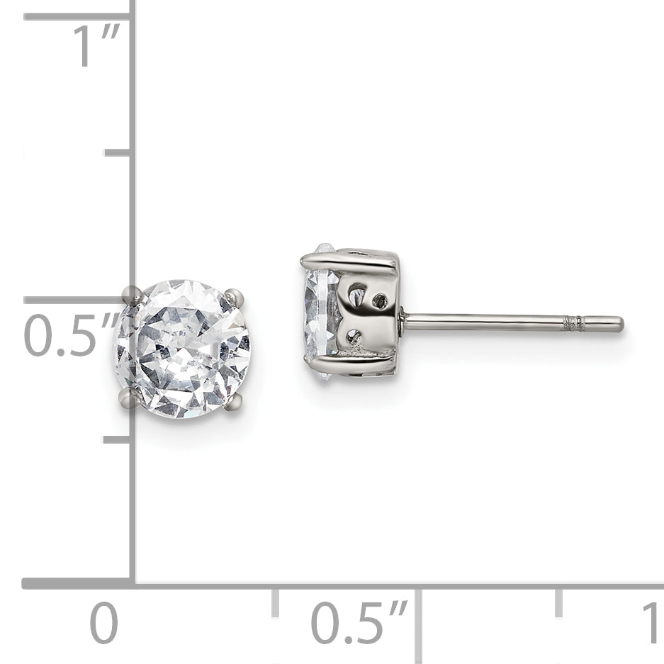 Chisel Stainless Steel Polished CZ Post Earrings