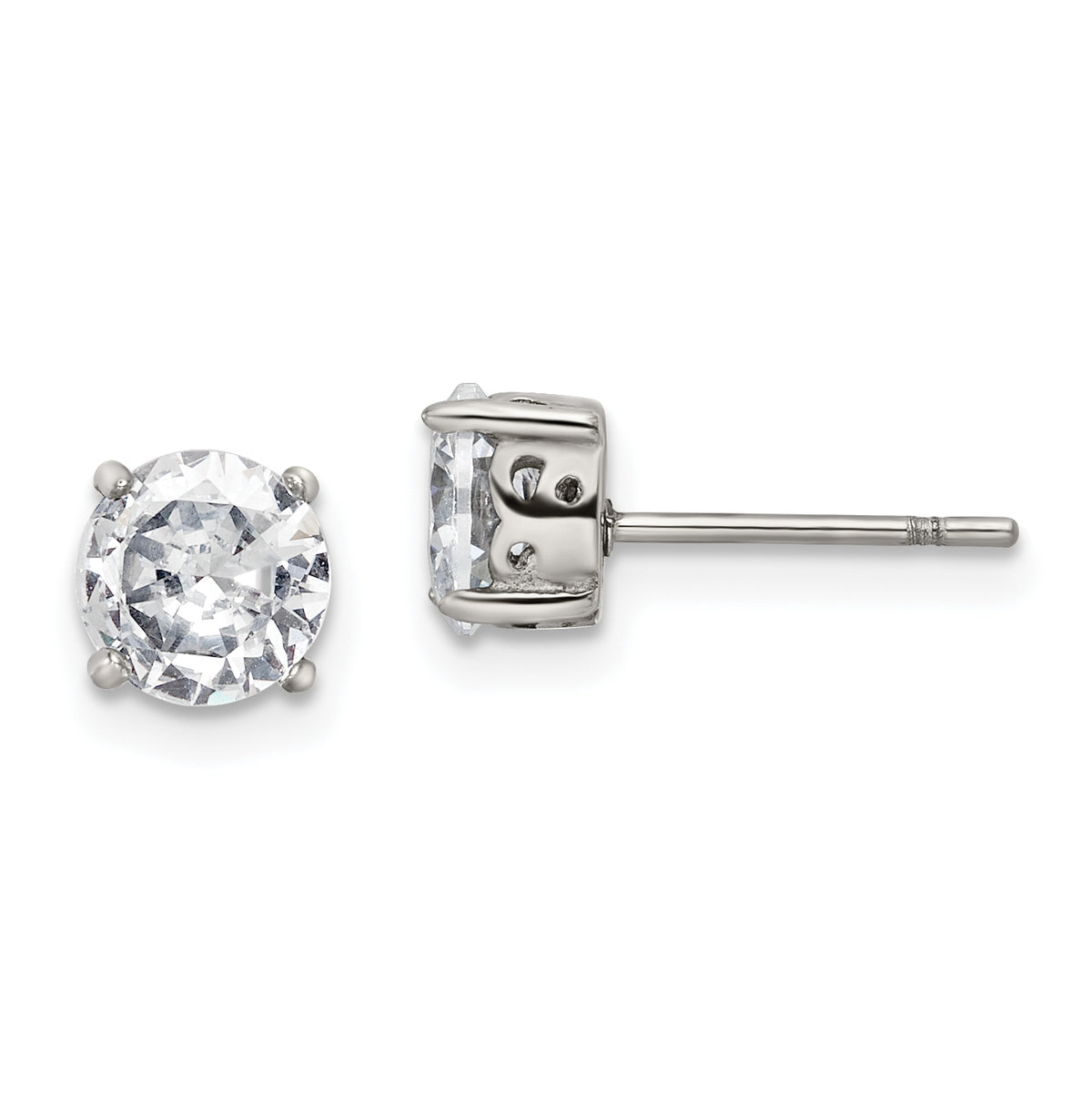 Chisel Stainless Steel Polished CZ Post Earrings