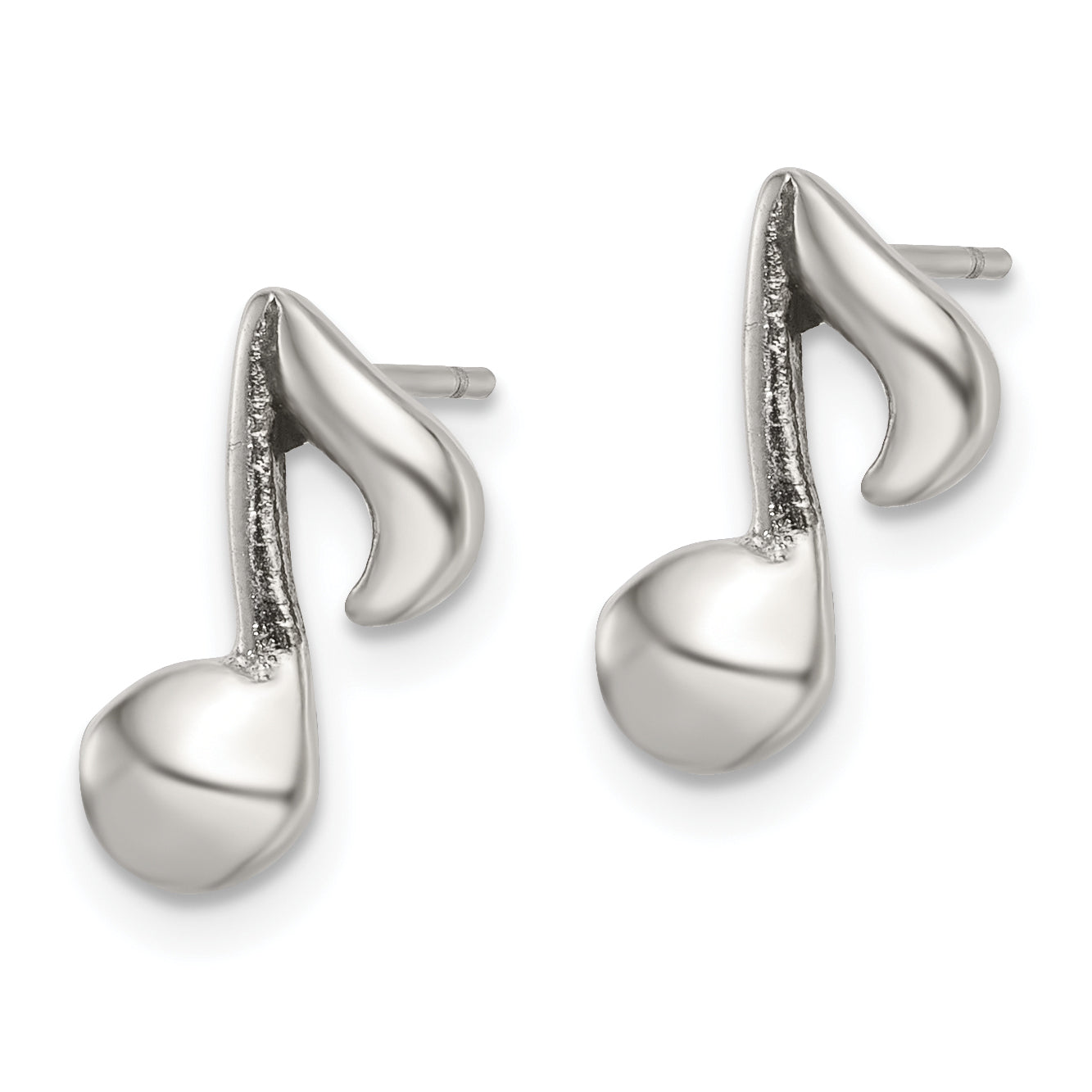 Chisel Stainless Steel Polished Music Note Post Earrings