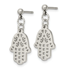 Chisel Stainless Steel Polished Chamseh/Hamsa Post Dangle Earrings