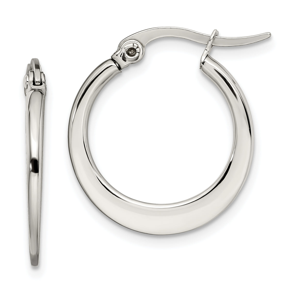 Chisel Stainless Steel Polished 19mm Diameter Hoop Earrings