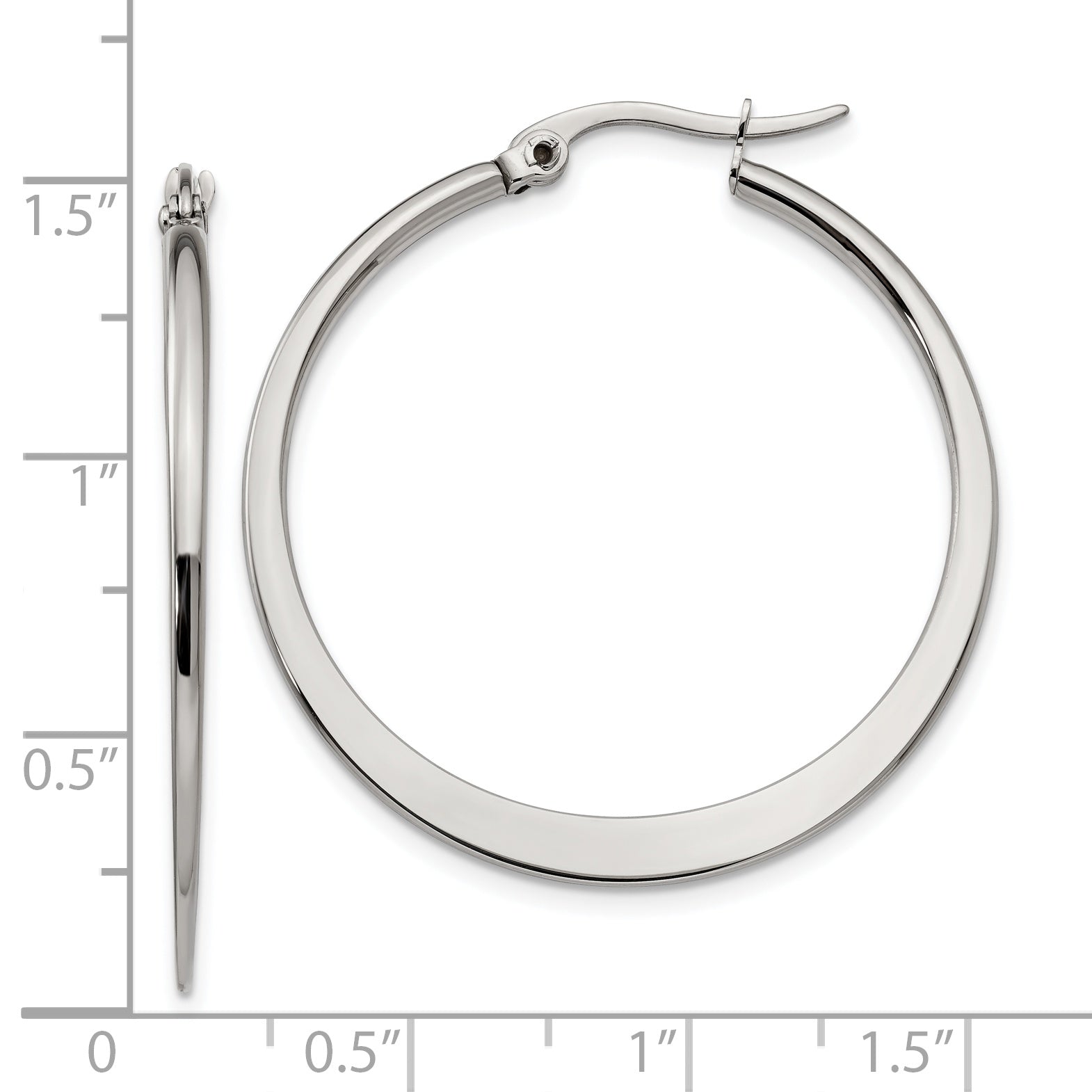 Chisel Stainless Steel Polished 34mm Diameter Hoop Earrings