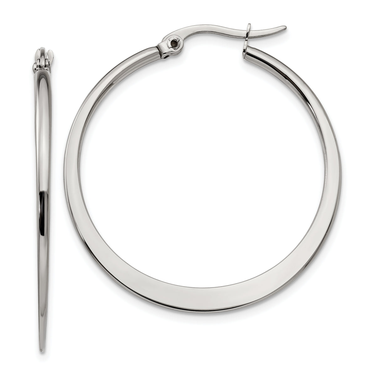 Chisel Stainless Steel Polished 34mm Diameter Hoop Earrings