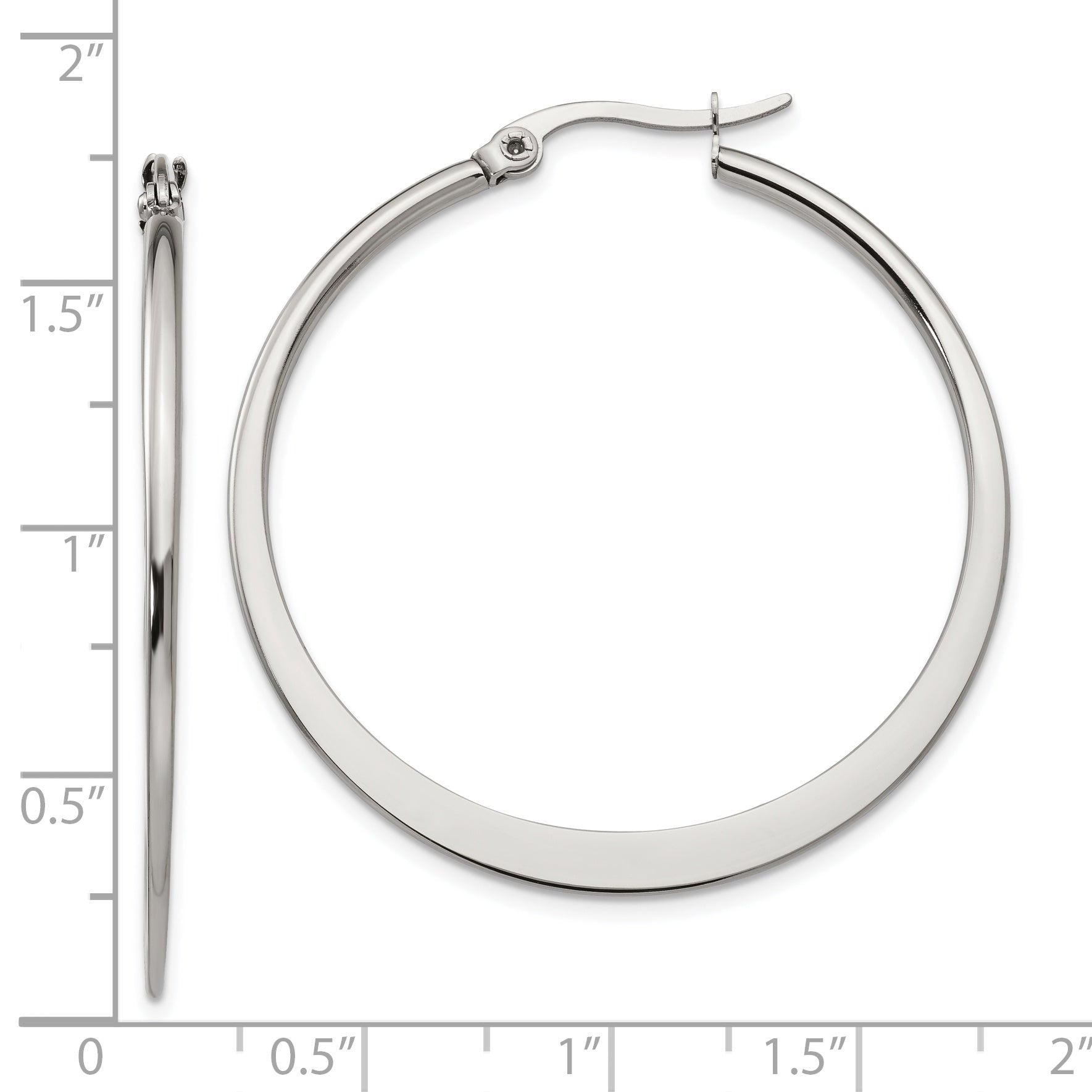 Chisel Stainless Steel Polished 40mm Diameter Hoop Earrings