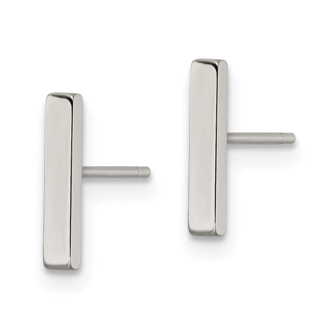 Chisel Stainless Steel Polished Bar Post Earrings