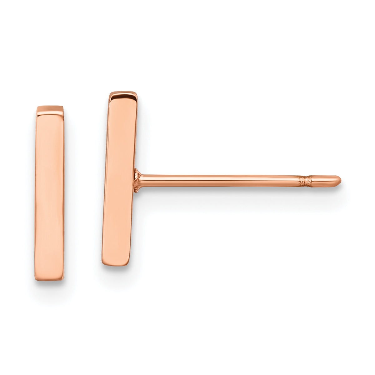 Chisel Stainless Steel Polished Rose IP-plated Bar Post Earrings