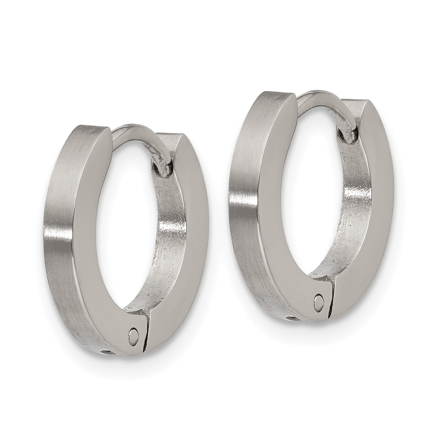 Chisel Stainless Steel Brushed and Polished 2mm Hinged Hoop Earrings