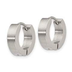 Chisel Stainless Steel Brushed and Polished 4mm Hinged Hoop Earrings