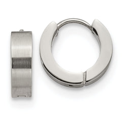 Chisel Stainless Steel Brushed and Polished 4mm Hinged Hoop Earrings