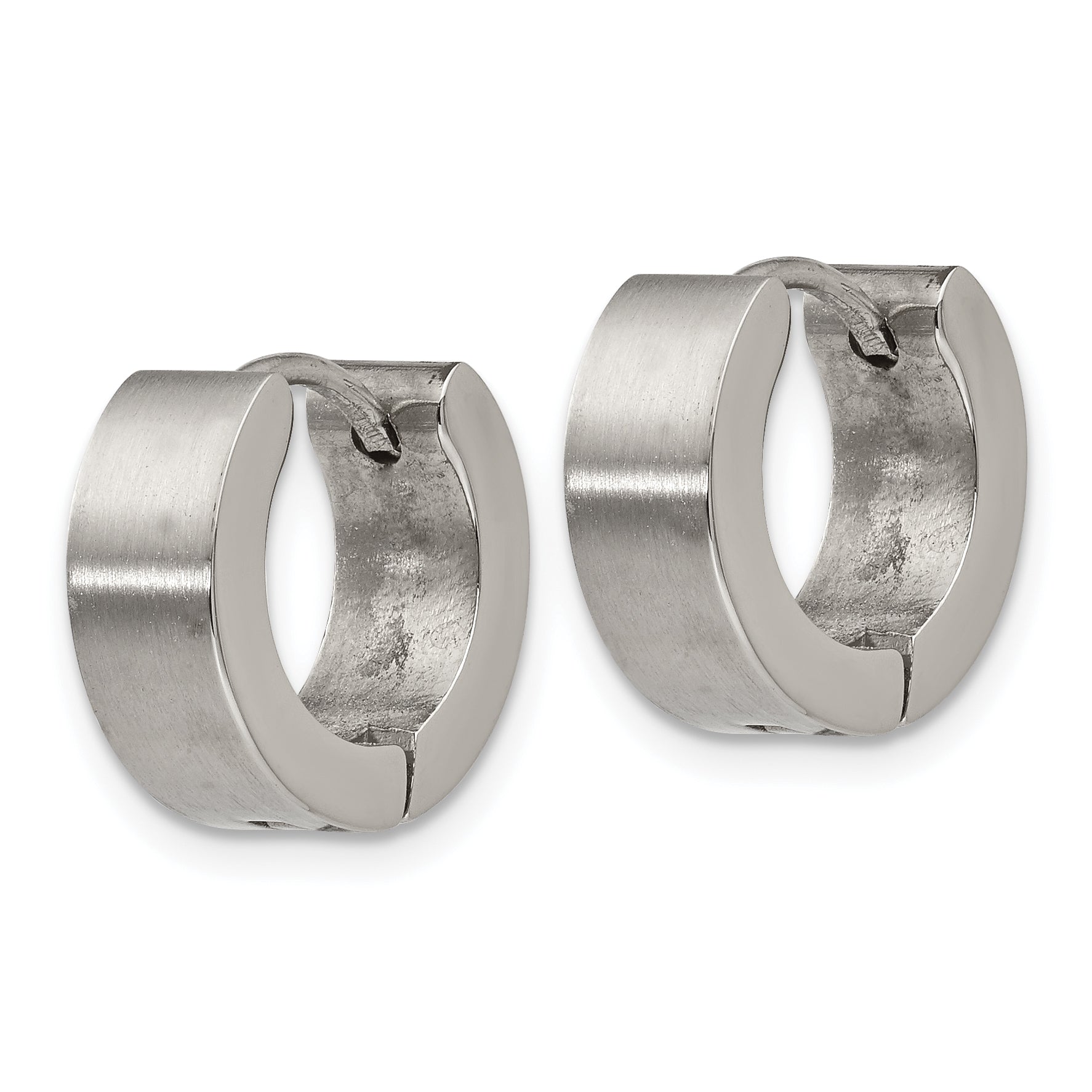 Chisel Stainless Steel Brushed and Polished 5mn Hinged Hoop Earrings