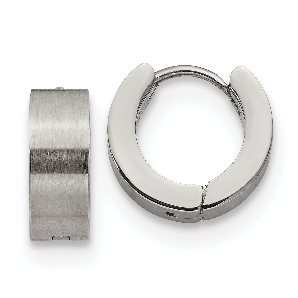 Chisel Stainless Steel Brushed and Polished 5mn Hinged Hoop Earrings