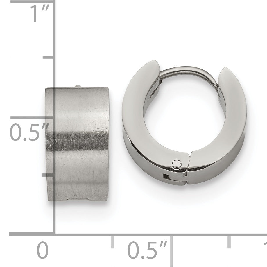 Chisel Stainless Steel Brushed and Polished 7mm Hinged Hoop Earrings