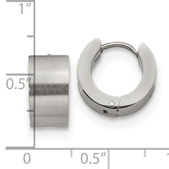 Chisel Stainless Steel Brushed and Polished 7mm Hinged Hoop Earrings