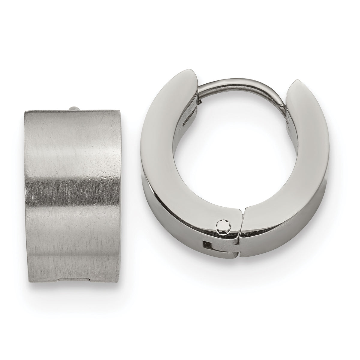 Chisel Stainless Steel Brushed and Polished 7mm Hinged Hoop Earrings