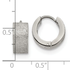 Chisel Stainless Steel Polished and Sandblasted 6mm Hinged Hoop Earrings