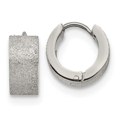 Chisel Stainless Steel Polished and Sandblasted 6mm Hinged Hoop Earrings